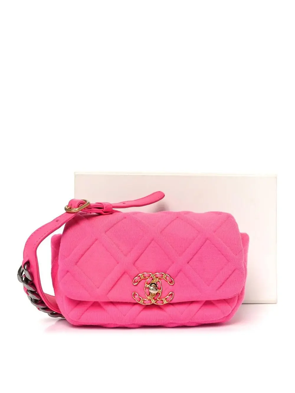 Jersey Quilted Chanel 19 Waist Bag Pink #258839C19B